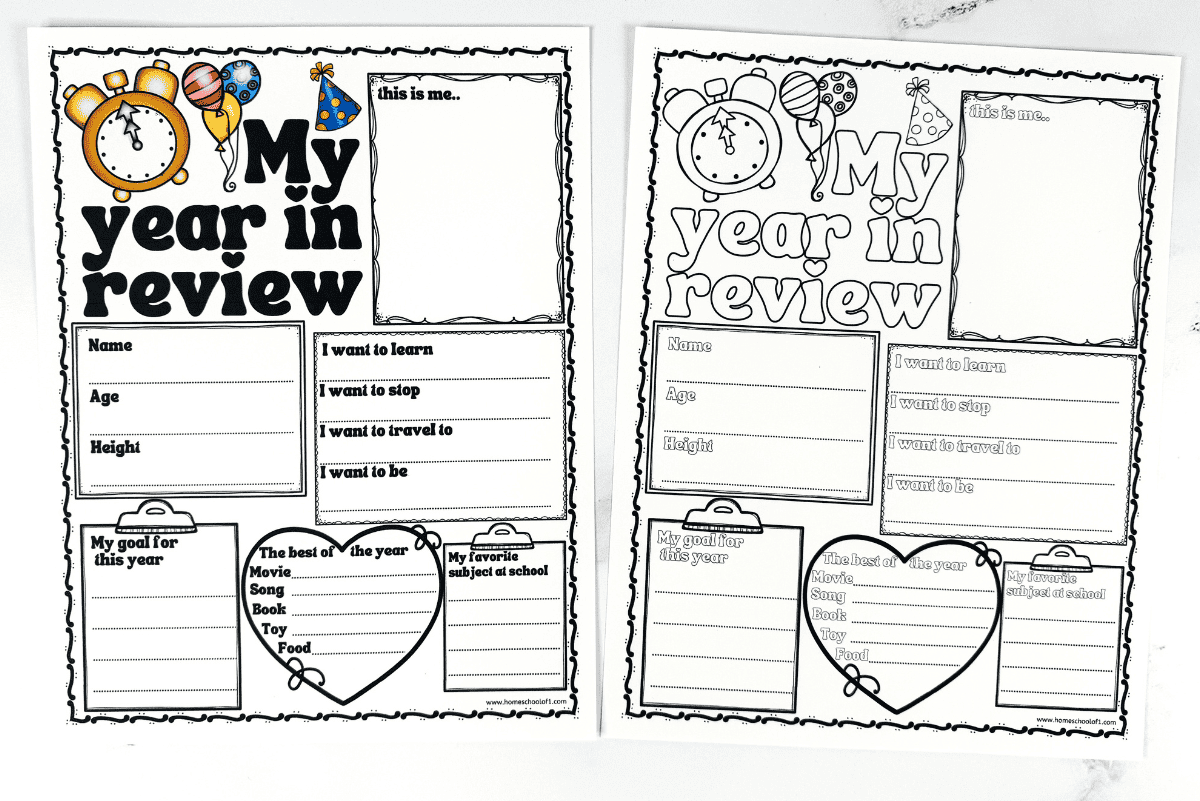 free new year's resolution worksheet for kids (fun & reflective)